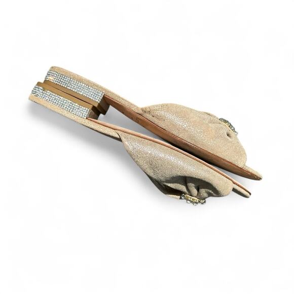 2/$25 Kate Spade Gold Shimmer Sandals Slides Fairycore Embellished Soft Girl 7.5 - Picture 4 of 12